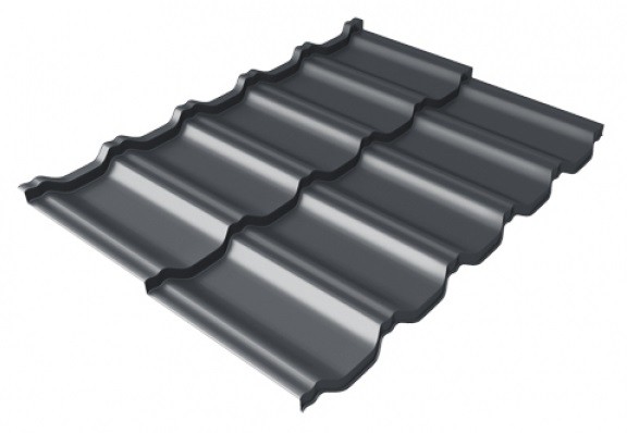 Металлочерепица модульная Квинта Uno Grand Line c 3D резом 0,5 Satin Мatt RAL 7024 мокрый асфальт купить в Нижнем Тагиле