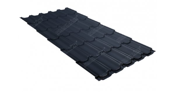 Металлочерепица квинта плюс GL 0,5 Satin RAL 7024 мокрый асфальт купить в Нижнем Тагиле