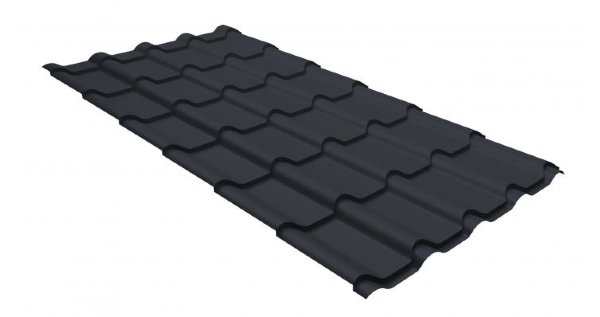 Металлочерепица камея GL 0,5 GreenCoat Pural RR 23 темно-серый (RAL 7024 мокрый асфальт) купить в Нижнем Тагиле