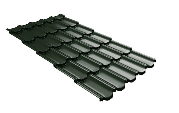 Металлочерепица квинта плюс с 3D резом 0,5 GreenСoat Pural Matt RR 11 темно-зеленый (RAL 6020 хромовая зелень) купить в Нижнем Тагиле