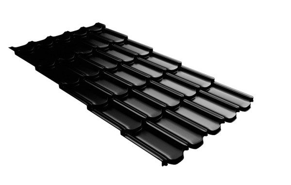 Металлочерепица квинта плюс с 3D резом 0,5 GreenСoat Pural Matt RR 33 черный (RAL 9005 черный) купить в Нижнем Тагиле