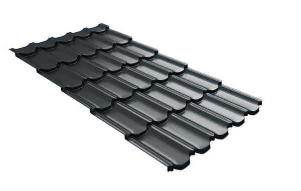 Металлочерепица квинта плюс с 3D резом 0,5 Satin RAL 7016 антрацитово-серый купить в Нижнем Тагиле