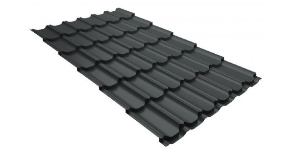 Металлочерепица квинта плюс 0,5 GreenCoat Pural RR 23 темно-серый (RAL 7024 мокрый асфальт) купить в Нижнем Тагиле